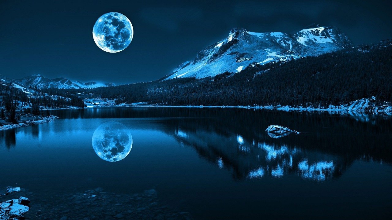 Full Moon Above Night Lake Photo Free 3d Models Free Stock Photos Desktop Wallpapers